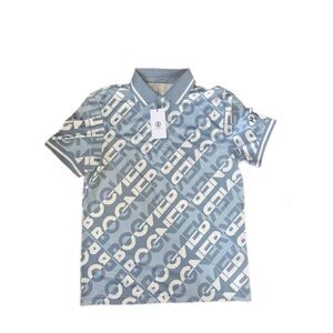 Bogner Men's Blue and White Logo Polo Shirt Size Medium NWT Preppy Varsity Golf